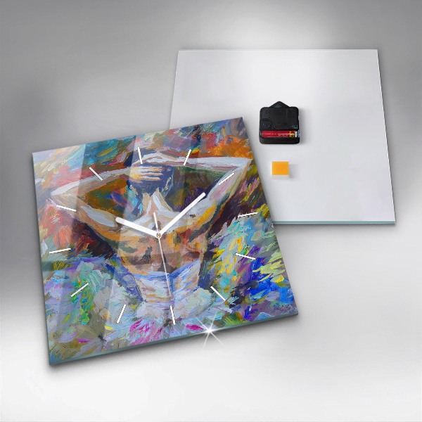 Čtvercové nástěnné hodiny Malovaná baletka