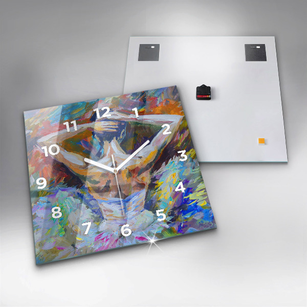 Čtvercové nástěnné hodiny Malovaná baletka
