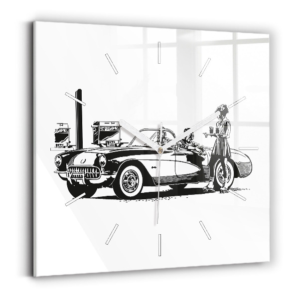 Skleněné hodiny čtvercové Retro ilustrace