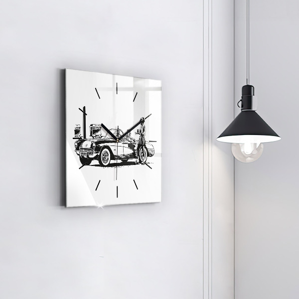 Skleněné hodiny čtvercové Retro ilustrace
