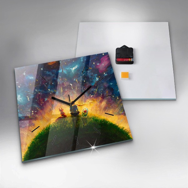 Čtvercové nástěnné hodiny Abstraktní malý princ