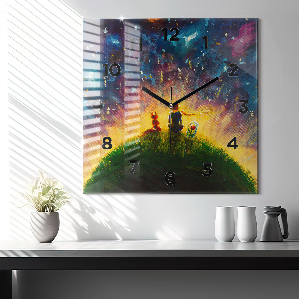 Čtvercové nástěnné hodiny Abstraktní malý princ