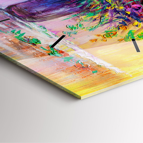 Čtvercové nástěnné hodiny Květiny ve váze