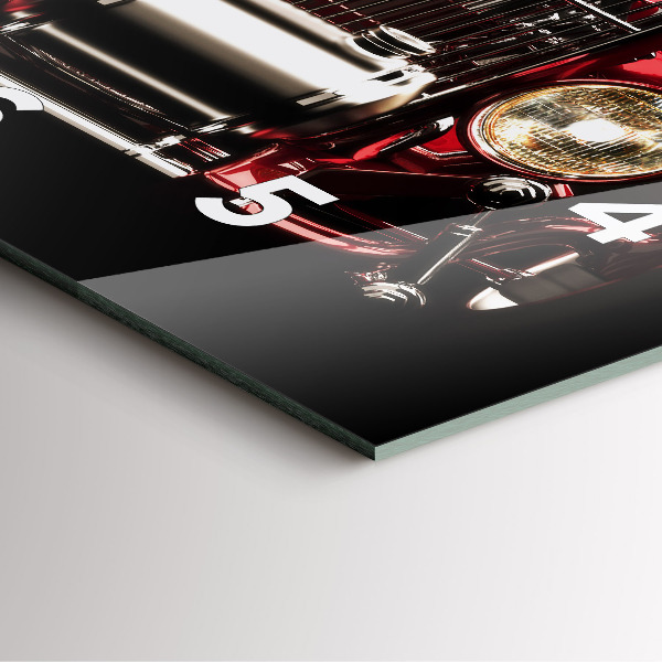 Skleněné hodiny čtvercové Staré historické auto