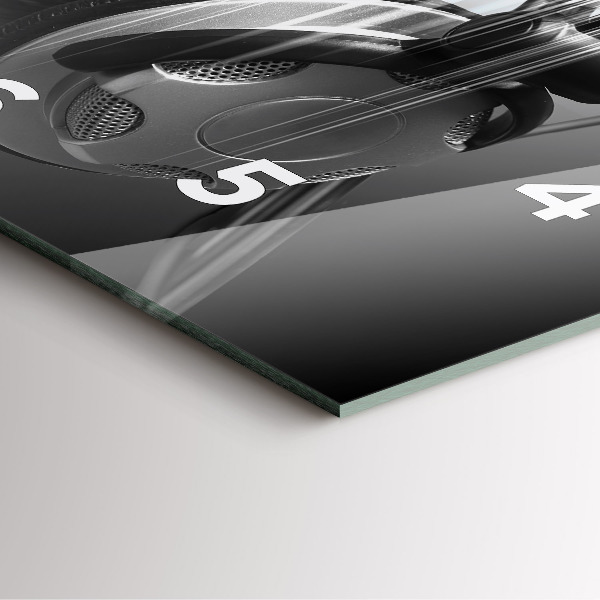 Skleněné hodiny čtvercové Mikrofon a sluchátka