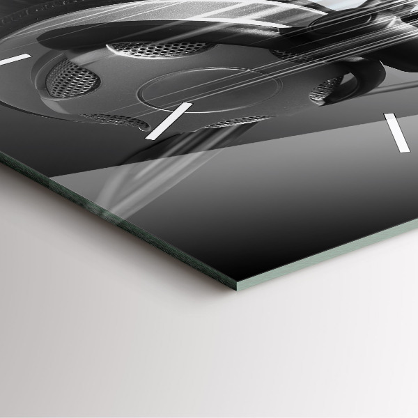 Skleněné hodiny čtvercové Mikrofon a sluchátka