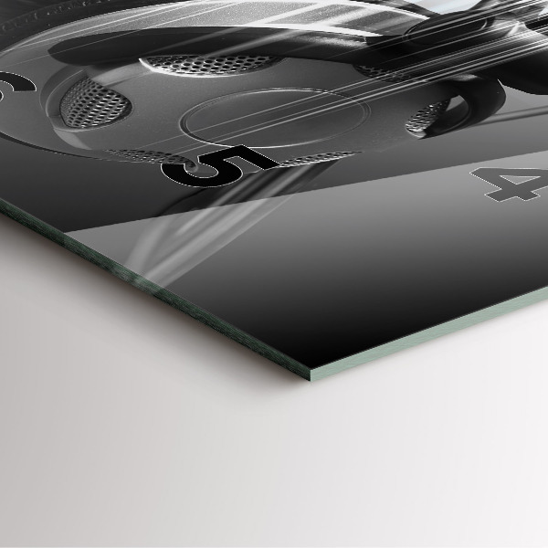 Skleněné hodiny čtvercové Mikrofon a sluchátka