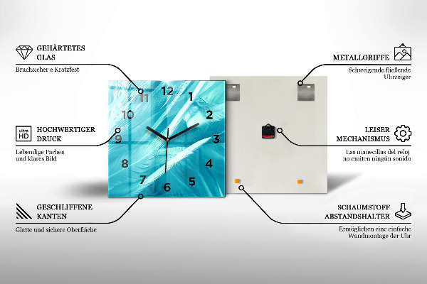 Skleněné hodiny čtvercové Mikrofon a sluchátka