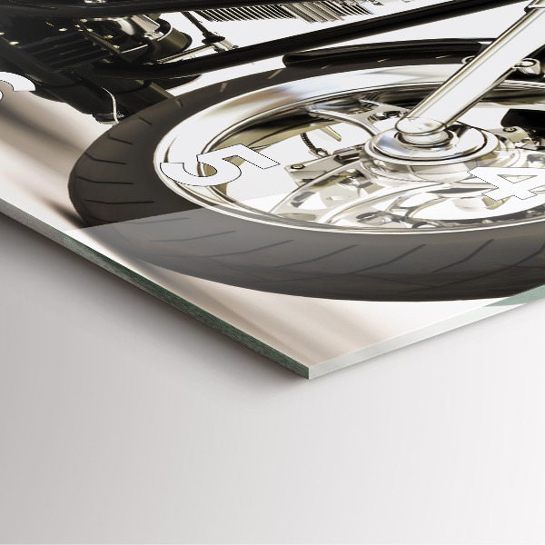 Skleněné hodiny čtvercové Černá motorka