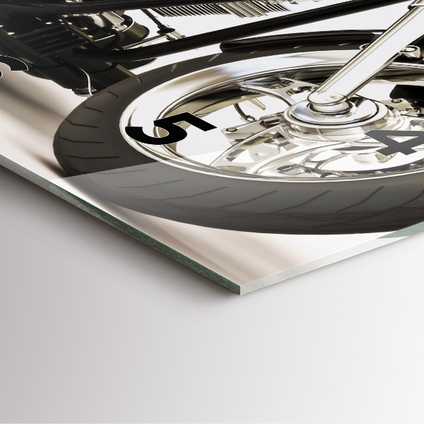 Skleněné hodiny čtvercové Černá motorka