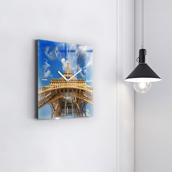 Skleněné hodiny čtvercové Francie Eiffelova věž