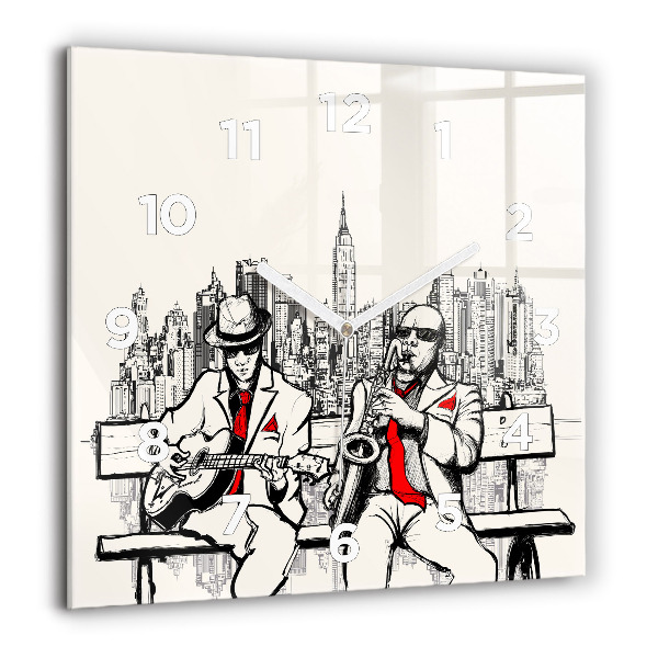 Skleněné hodiny čtvercové Jazz v New Yorku