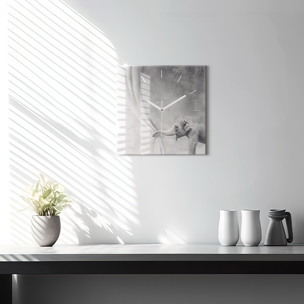 Skleněné hodiny čtvercové Slon