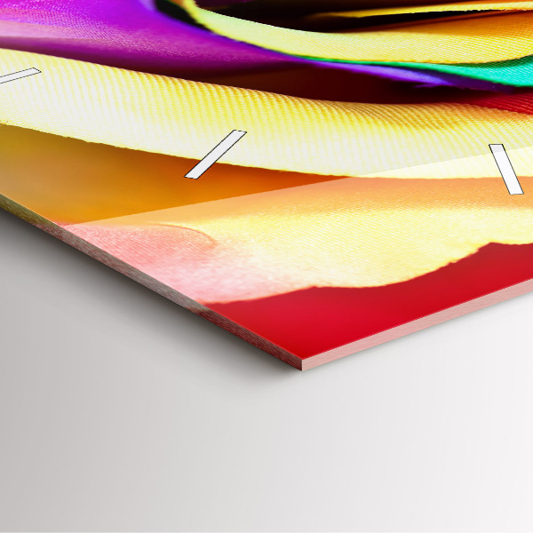 Skleněné hodiny čtvercové Duhová růže