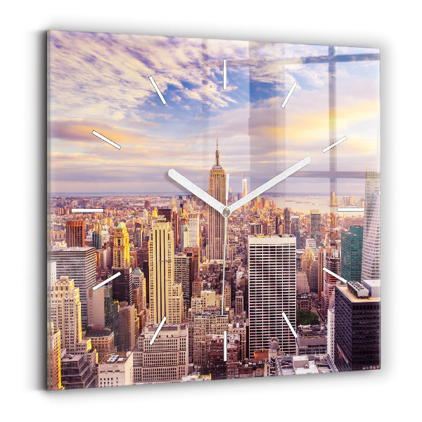 Skleněné hodiny čtvercové Západ slunce New York