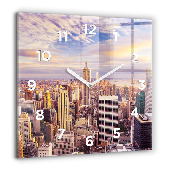 Skleněné hodiny čtvercové Západ slunce New York