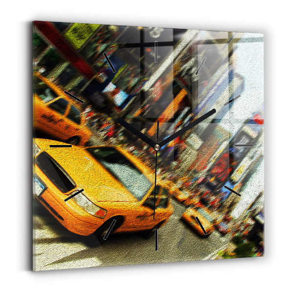 Skleněné hodiny čtvercové Newyorské taxíky