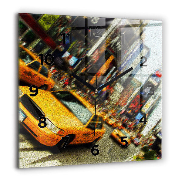 Skleněné hodiny čtvercové Newyorské taxíky