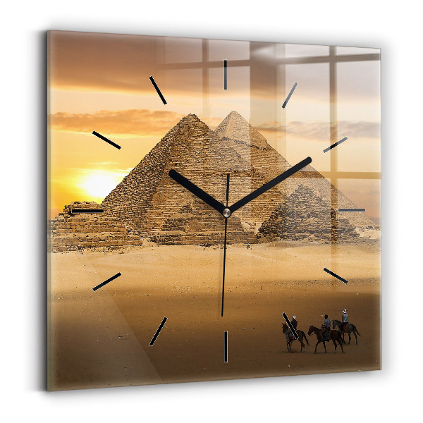 Skleněné hodiny čtvercové Pyramidy a západ slunce