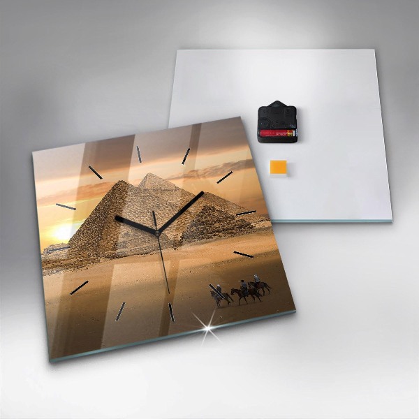 Skleněné hodiny čtvercové Pyramidy a západ slunce