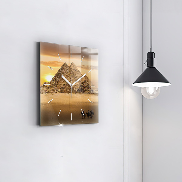 Skleněné hodiny čtvercové Pyramidy a západ slunce