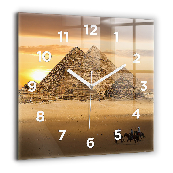 Skleněné hodiny čtvercové Pyramidy a západ slunce
