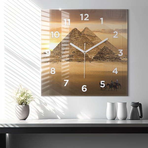 Skleněné hodiny čtvercové Pyramidy a západ slunce