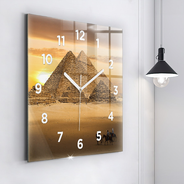 Skleněné hodiny čtvercové Pyramidy a západ slunce