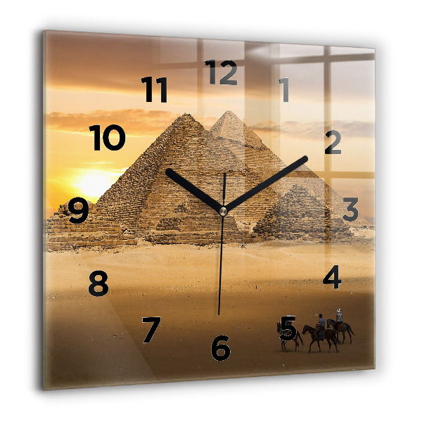 Skleněné hodiny čtvercové Pyramidy a západ slunce