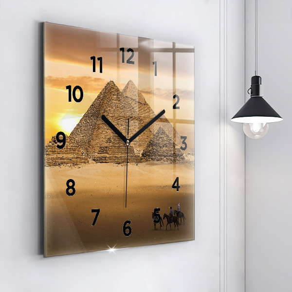 Skleněné hodiny čtvercové Pyramidy a západ slunce