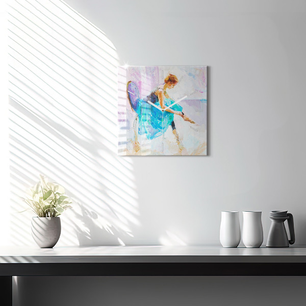 Skleněné hodiny čtvercové Příprava baletky