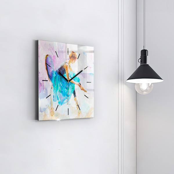 Skleněné hodiny čtvercové Příprava baletky