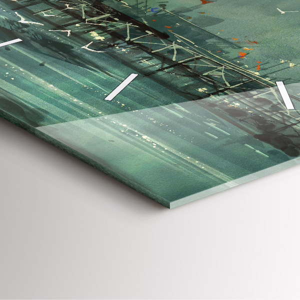 Skleněné hodiny čtvercové Rybářská vesnice