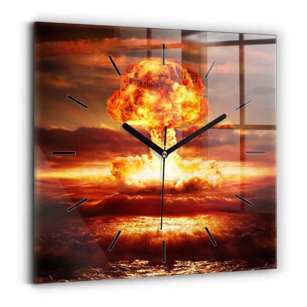 Skleněné hodiny čtvercové Výbuch atomové bomby