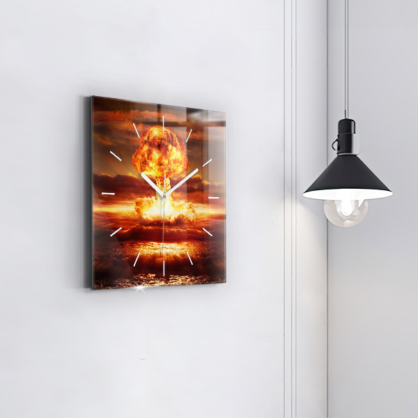 Skleněné hodiny čtvercové Výbuch atomové bomby