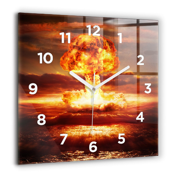 Skleněné hodiny čtvercové Výbuch atomové bomby