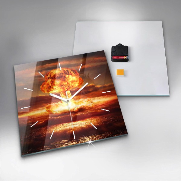 Skleněné hodiny čtvercové Výbuch atomové bomby