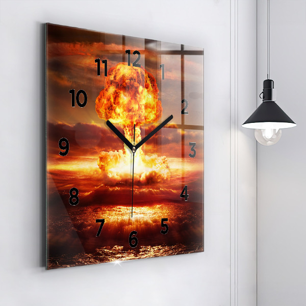 Skleněné hodiny čtvercové Výbuch atomové bomby