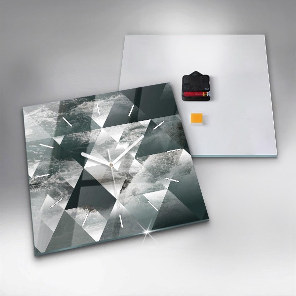 Skleněné hodiny čtvercové Abstraktní mořské vlny