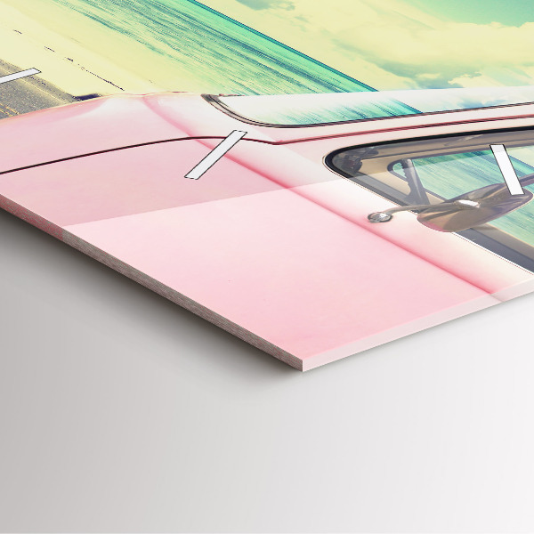 Skleněné hodiny čtvercové Auto se surfovacím prknem