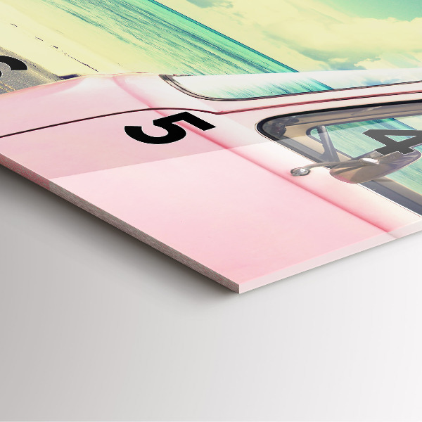 Skleněné hodiny čtvercové Auto se surfovacím prknem