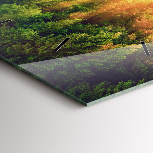 Skleněné hodiny čtvercové Západ slunce nad kopci