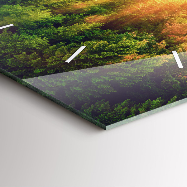 Skleněné hodiny čtvercové Západ slunce nad kopci