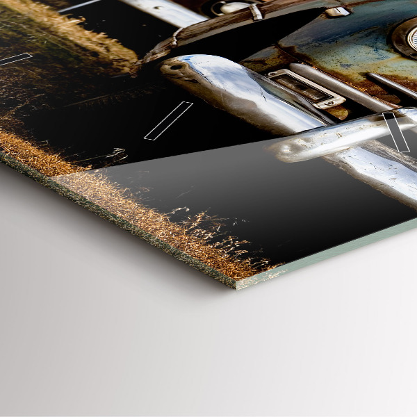 Skleněné hodiny čtvercové Stará auta