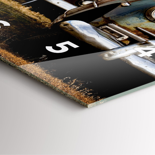 Skleněné hodiny čtvercové Stará auta