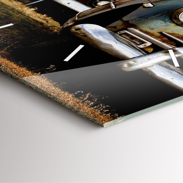 Skleněné hodiny čtvercové Stará auta