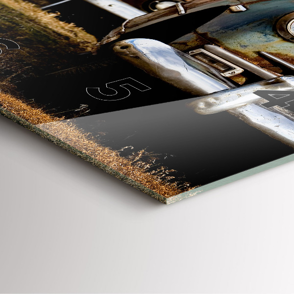 Skleněné hodiny čtvercové Stará auta