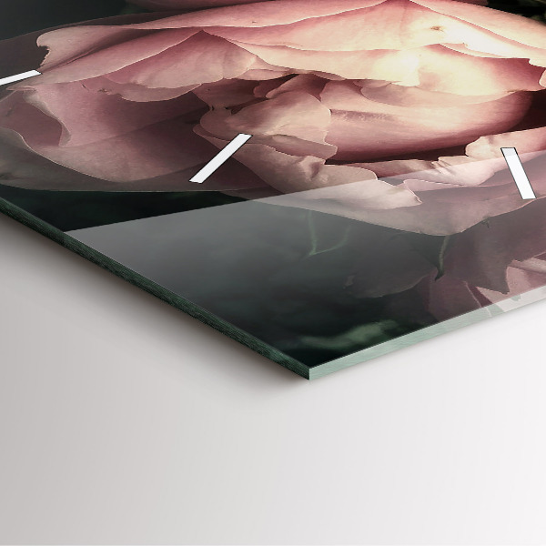 Skleněné hodiny čtvercové Kytice růžových růží