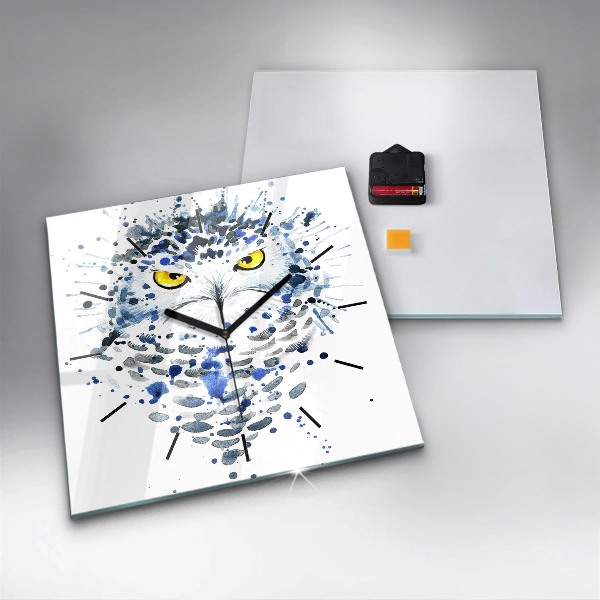 Skleněné hodiny čtvercové Pohled sovy