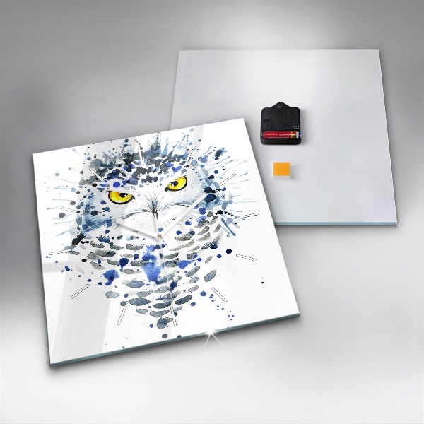 Skleněné hodiny čtvercové Pohled sovy